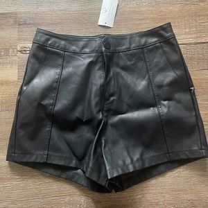 Windsor black leather shorts